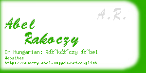 abel rakoczy business card